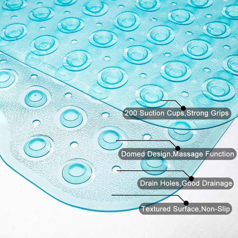 TreeBud Tree Bud Bathtub Mats for Shower Tub Non-Slip Bath Mat 39 x 16 Inch Extra Long Shower Mat, Bath Tub Mat for Bathroom with Machine Washable, BPA Free for Kids (Clear Aqua) - Image 3